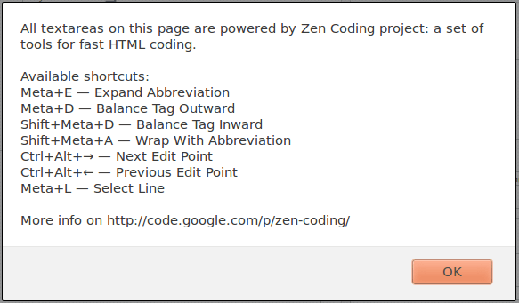 Горячие клавиши для использования Zen Coding в любом текстовом поле на любом сайте